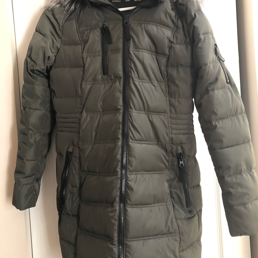 Olive Green Winter Jacket with hood